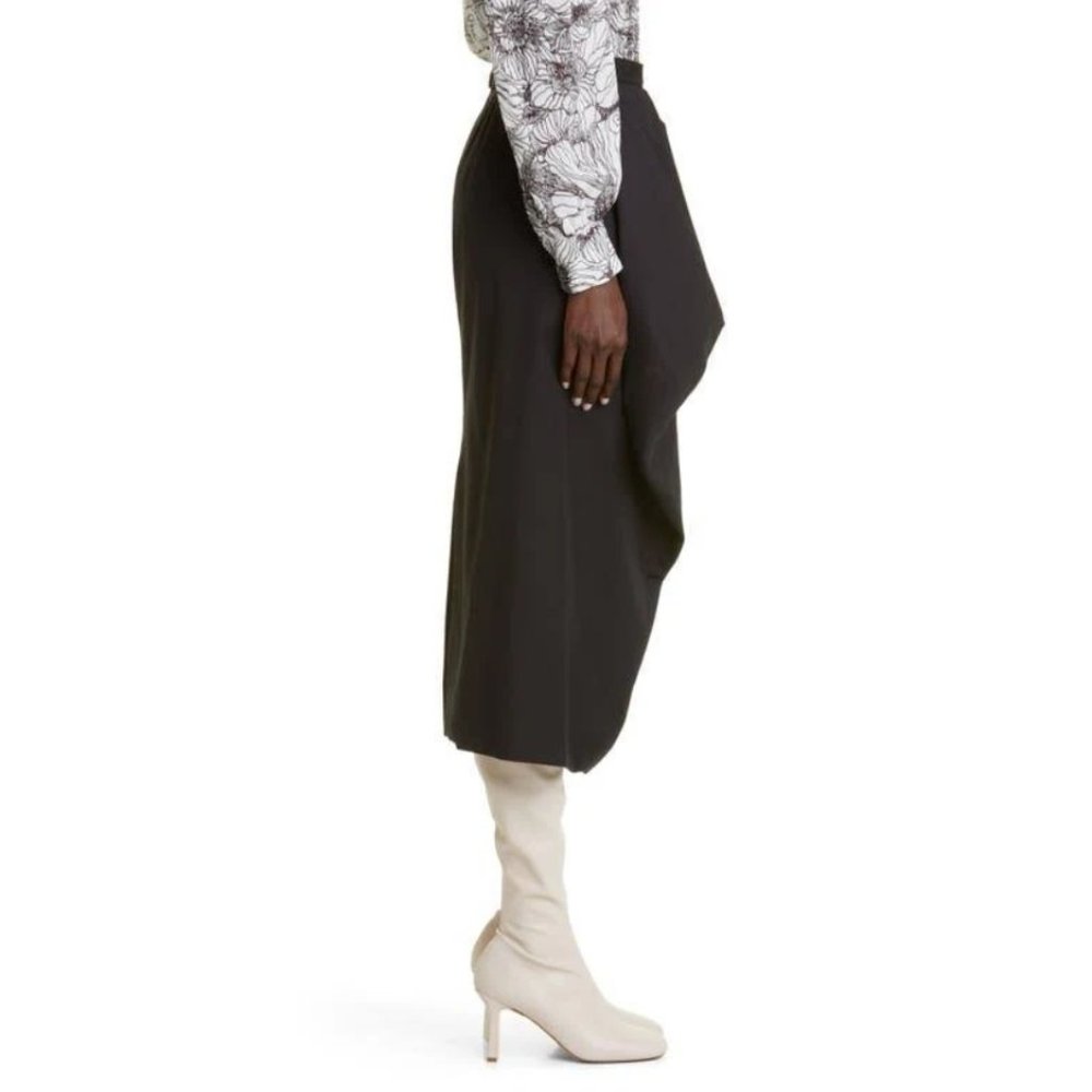 Auc NWT Dries Van Noten Salfa Draped gabardine Midi Black Skirt - Picture 7 of 14